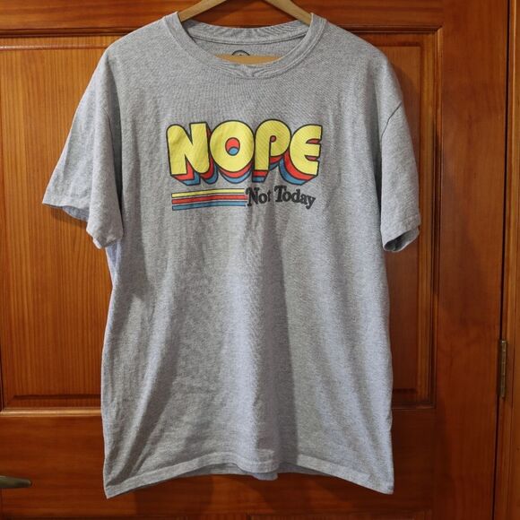DOM Nope Not Today Retro Font Gray Tshirt LG - Picture 2 of 7